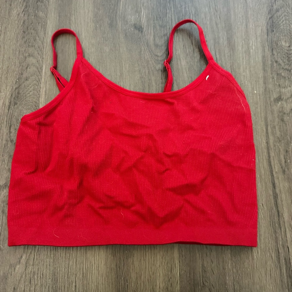 Red ribbed tank top